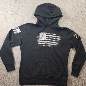 Grunt Style Hoodie Men's Large Black Flag Fleece Pullover Stretch Sweatshirt
